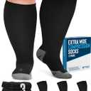 Doctor's Select 3 Pairs Plus Size Compression Socks Wide Calf | 20-30 mmHg Compression Socks for Women Wide Calf (Black, XX-Large )