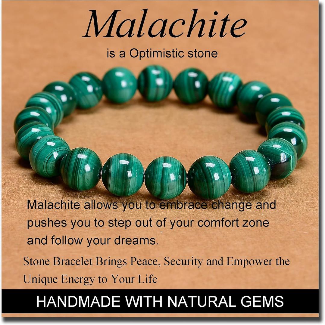 MASSIVE BEADS Handmade Yoga Stretch Elastic Bracelet Natural Stone Crystal Healing Power Energy Gifts for Unisex Adult 4mm 6mm 8mm 10mm