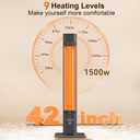 42 INCH Outdoor Patio Heater, 9 Heat Levels & 9 Hour Timer, 1500W, 1S Instant Heat, Infrared Heater with Child Safety Lock, IP65 Waterproof, Tip-Over for Outdoor Indoor Use, Black