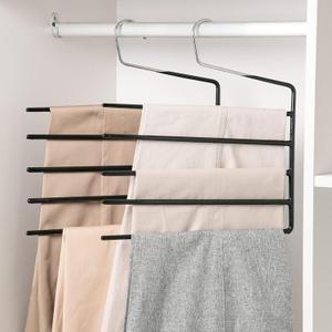 Nature Smile Pants Hangers 3pack, Heavy Duty Multi Layers Space Saving Slack Hangers,Non Slip 5 Tier Open-Ended Pants Hanger Closet Storage Organizer for Garden Flags Trousers Jeans Scarf