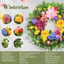 Spring Wreaths for Front Door, 24 Inch Greenery Front Door Wreath with Peonies Dahlias Hydrangeas, Artificial Home Decorations for Indoor Outdoor Window Wall,Outside Floral Wreath Decor for Home Porch