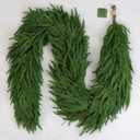 Christmas Garlands Norfolk Pine 6FT Real Touch Mantle Garland, Artificial Greenery for Staircase, Front Door, Fireplace, and Holiday Indoor & Outdoor Decoration