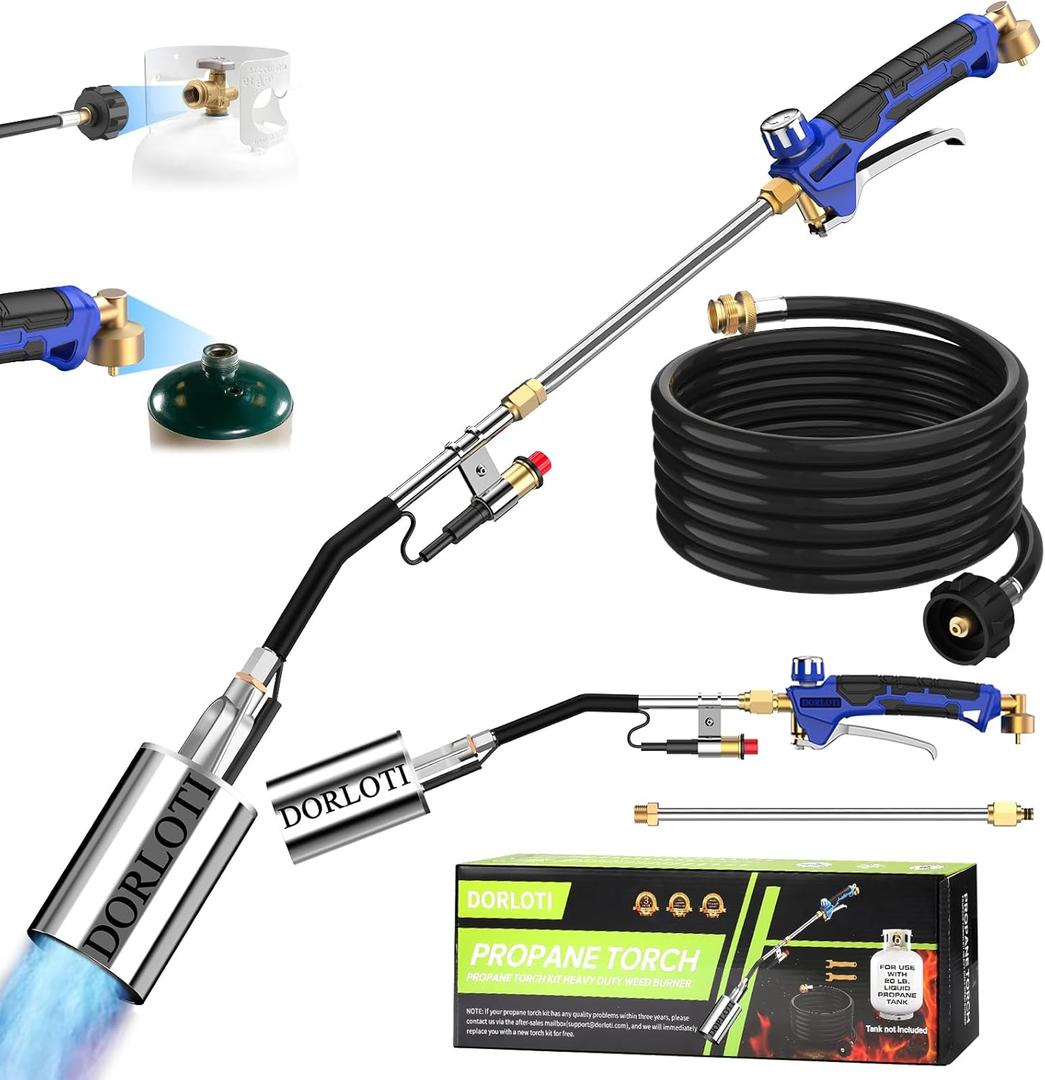 Propane Torch Weed Burner Kit, Blow Torch High Output with Self Igniter and Turbo Trigger,Heavy Duty Flamethrower with 12.5FT Hose for Weeding,Roofing,Melting Snow,Road Paint Removing
