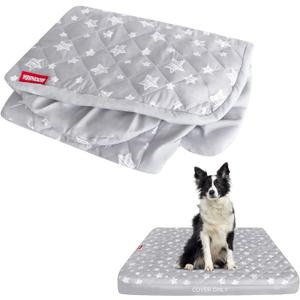 Waterproof Dog Bed Covers Replacement Washable Pet Hair Easy to Remove, Noiseless Quilted Puppy Pet Bed Cover Lovely Grey Star Print 29x41 Inches, for Dog/Cat, Cover Only