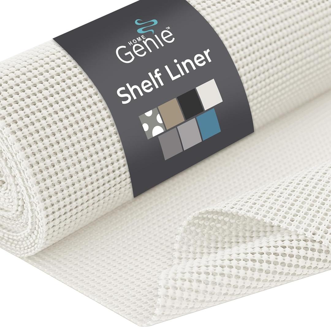 HOME GENIE Shelf Drawer and Cabinet Liner, Durable with Strong Grip, 20 in x 20 FT, Non Adhesive Liners Protect Kitchen Cabinets and Cupboard, Pantry, Bathroom Drawers and Shelves, Desks, White