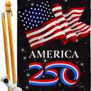 America 250 Flag American July 4th Banner Pole Kit Flags for Outside House Decoration Gift Official Licensed Canvas Textile Wall Decor Independence Day Tapestry USA 250th Anniversary Merchandise
