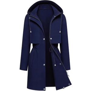 Abenstoc Women Rain Jacket Waterproof for Sports & Outdoor (US XL, Regular, Navy Blue)