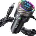 JOYROOM Bluetooth 5.4 FM Transmitter for Car, [60W PD 3.0] Bluetooth Car Adapter Fast Charging with USB C Cable, Cigarette Lighter Radio Music Adapter, Hands-Free Calling, Light Control, USB Drive