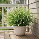 Outdoor Faux Plants, 12 Pcs Fake Plant UV Resistant Monkey Grass Lavender Flowers, Artificial Greenery Shrubs Bush for Outside Planter Patio Garden Front Porch Door Yard Spring Summer Decor, White