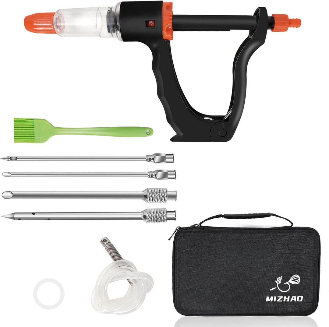 Premium Marinade Injector Syringe  Adjustable Flow (5ml/10ml/15ml), 4 Stainless Steel Needles, Meat Injector for Turkey, BBQ, Chicken, Beef, Pork, Brisket, Smoking & Holiday Cooking