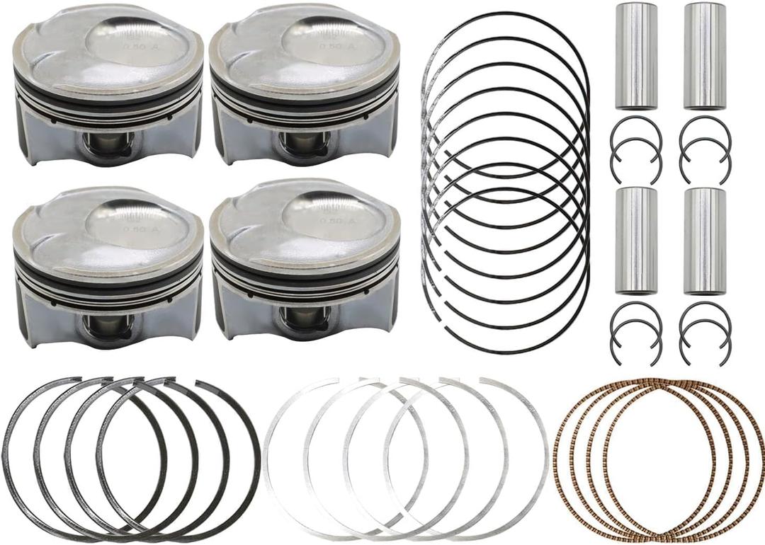 Engine Pistons and Rings Set 2.0L Compatible with Soul Tucson Forte5 L4 2014-2019 230412E200 230412E210 Oversize +0.50mm