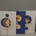 3Pcs Framed Modern Abstract Canvas Wall art Blue White Luxury Gold Graphic Wall Decor Pictures Minimalist Medieval Geometric Poster Prints for Living Room Bedroom Office Home Decoration 16x24in