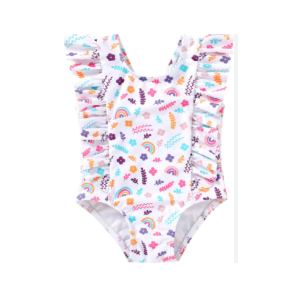 Happy Town One-Piece Infant Toddler Baby Girl Summer Swimsuit Watermelon Leopard Ruffle Swimwear Bikini Bathing Suit (3-6 Months, Mermaid)