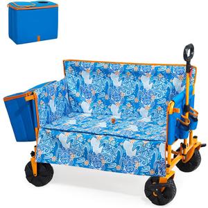 Old Bahama Bay 500lbs Capacity Heavy Duty 3-in-1 Wagon Bench Seat & Utility Folding Cart,Love-Seat with 31L Cooler Bag, Adjustable Handle  for Beach, Camping, Sports