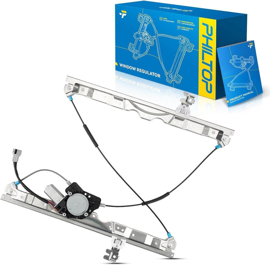 PHILTOP Front Left Side Power Window Regulator with Motor Compatible with TITAN, Pathfinder Armada, Armada, QX56 Replaces# 748524