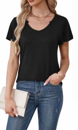 BKHOLL Womens Round Neck Short Sleeve T-Shirt Loose Fit Stretchy Soft Relaxed Casual Blouse Top 2 XL