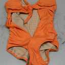 SHAPSHE Women's Tummy Control Swimsuit One Piece Slimming Bathing Suit Cutout Tie Knot Front Bikini Push Up Swimwear (Orange), S