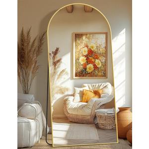 Full Length Arched Mirror, 75"x35" Standing Floor Full Body Mirror for Wall with Aluminum Alloy Frame for Bedroom, Living Room, Dressing Room (Gold)