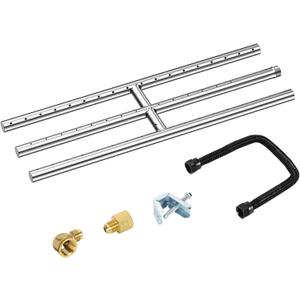 Skyflame 18" x 6" Rectangular Gas Fire Pit and Fireplace H-Burner with 3 Pipes - 304 Stainless Steel - for Indoor & Outdoor Use