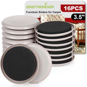 Furniture Sliders for Carpet, 16 PCS - 3.5 Inch Reusable Furniture Movers Sliders, Heavy Duty Furniture Moving Pads for Easily and Safely Move Your Furniture