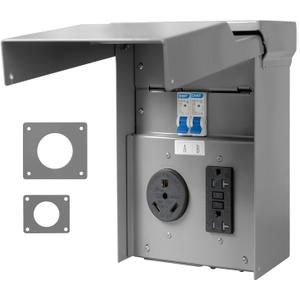 RV Electrical Outlet Panel, 20/30 Amp, 125/250 Volt, Steel, 90876, Hieho90876rvelectricalpanel