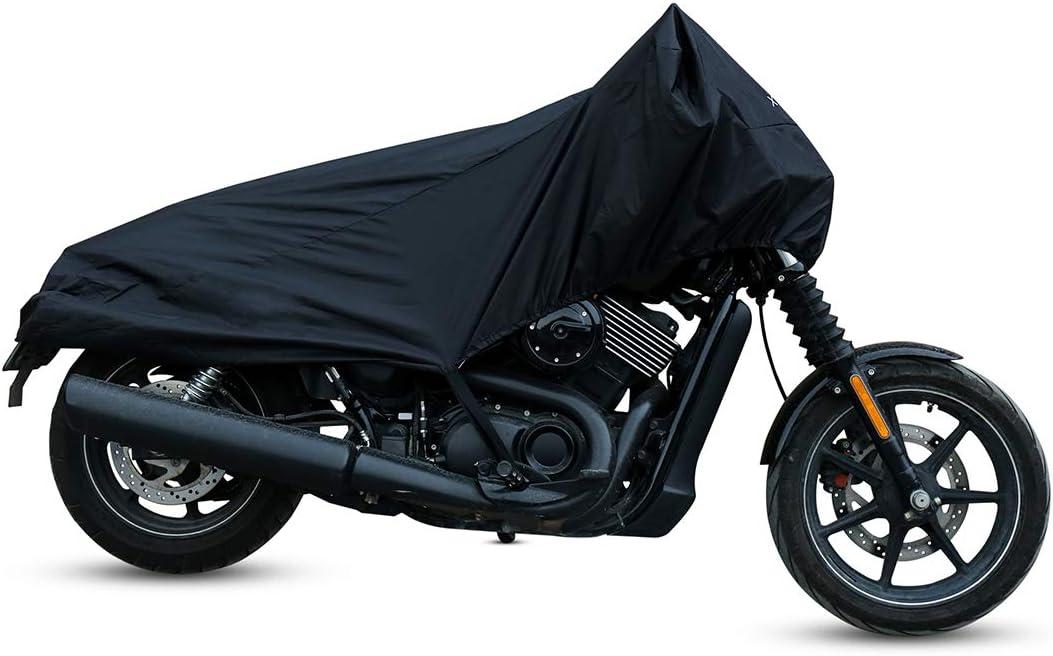 X AUTOHAUX Motorcycle Cover Street Bike Scooter Lightweight Half Cover Outdoor Waterproof Rain Dust Protector Black Size M for Kawasaki for Harley Davidson