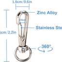 Lix&Rix Retractable Safety Coiled Lanyard with Aluminium Alloy Carabiner Clip, 3pcs Black