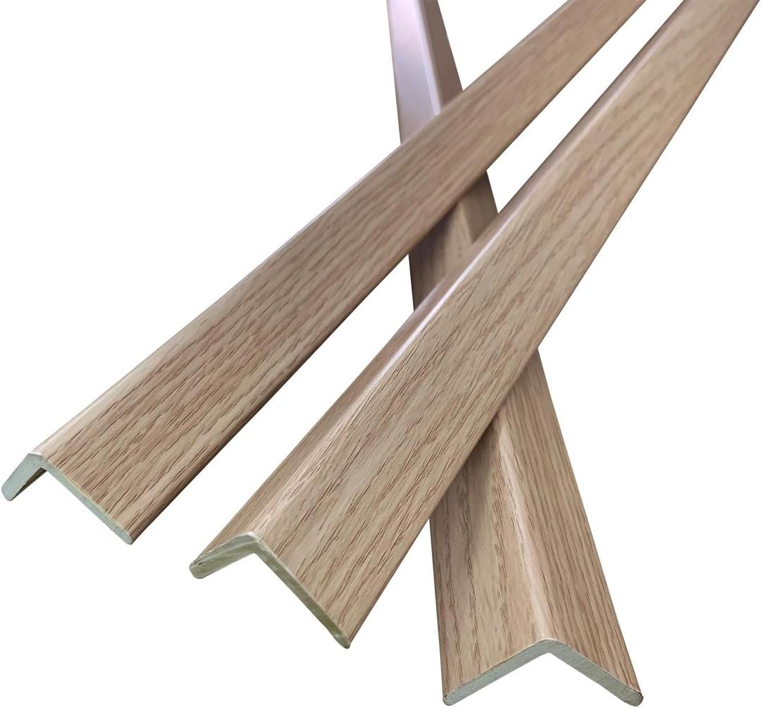 6 PCS 45" Wall Corner Protector Trim Borders for Wall Oak Wood Grain Wall Edge Strip Crown Molding Trim Door and Window Frames Mirror Trim Backsplash Tile Edge