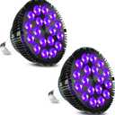 KINGBO Black Light Bulbs, 2 Pack 36W LED Blacklight Bulbs E26 PAR38 Glow in The Dark, UV Black Bulb 395nm LEDs for Blacklight Party, Art, Holiday Decorations, Acrylic Pouring Light