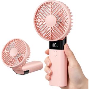 AJVV Handheld Fan Rechargeable, Portable Mini Fan, Up to 10H Runtime, 180° Foldable Personal Fan, USB Travel Fan with 3000mAh Battery for Pocket, Office, Bedroom, Camping