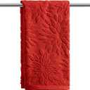 Artoid Mode 1 Pc Red 3D Dahlia Floral Jacquard Spring Hand Towels for Bathroom, 100% Cotton Soft Absorbent Bathroom Decor Towels, 13.7 x 29.5 Inch