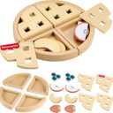 Fisher-Price Wood Pretend Play Toy Fruit Pie, Tiny Garden 16-Piece Wooden Food Puzzle Set for Preschool Kids Ages 3+ Years (Amazon Exclusive)