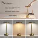 TBBGA 1 Pack Cordless Table Lamps Rechargeable, Portable 5000mAh Battery Operated Lamp, 3 Color Stepless Dimming LED Table Light with Memory Function, for Outdoor/Dinner/Patio/Restaurant.(Gold)