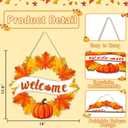 3 x Fall Wreaths for Front Door Decor Foldable Welcome Sign Autumn Thanksgiving Harvest Hanging Decorations for Home Porch Wall