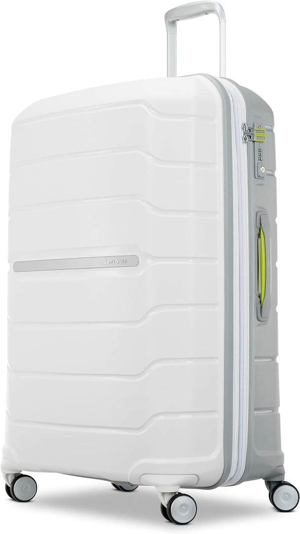 Samsonite Freeform 28-Inch Large Luggage with Dual 360 Spinner Wheels - Checked Suitcase - TSA Lock, Airline-Approved - Lightweight Durable Polypropylene Expandable Hardshell - White/Grey