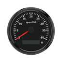 ELING 3 3/8'' Diesel Engine Tachometer 4000RPM Gauge with Hour Meter 12V 24V with 8 Colors Backlight for RV ATV Vessels (Black+Black)