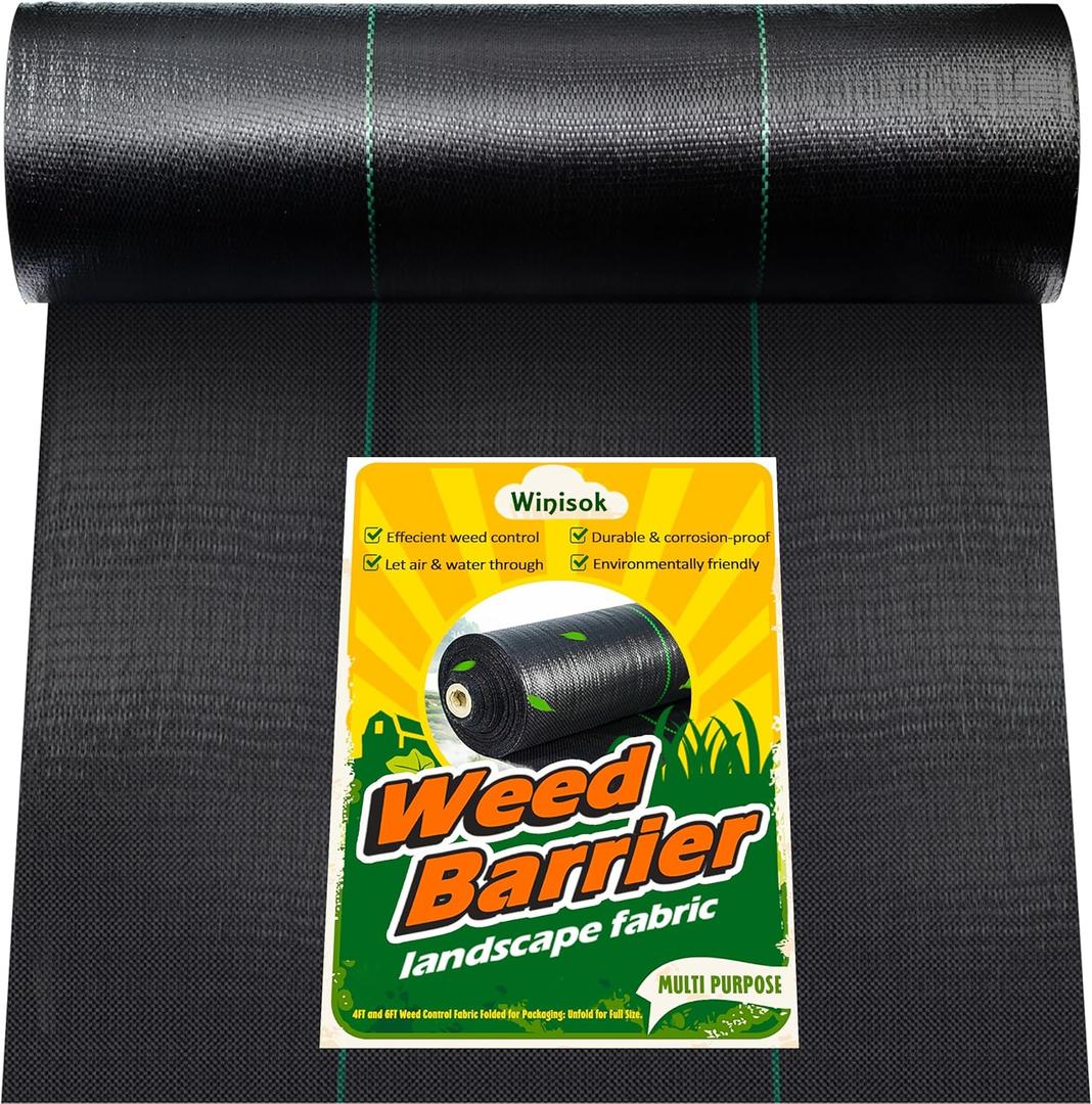 Garden Weed Barrier Landscape Fabric 5FT x 100FT, Premium Weed Control Garden Cloth, Durable Woven Geotextile Fabric, Mulch Breathable Ground Cover for Landscaping Weed Blocker Garden Bed