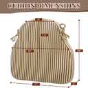 Brown Striped Winsor Chair Cushions with Ties, Dining Kitchen Chair Seat Pads Non Slip Removable Washable Cover 17"x16" Set of 4