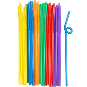 GUSTO [200 Pack] 10.02" High Long Flexible Straws, Disposable Plastic Drinking Straws - Assorted Colors (Formerly Comfy Package)
