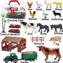 Mini Toy Barn Farm Toys Playset, 66PCS Plastic Farm Animals Figurines and Fence Farm Playset, Farm Figures Farmer Vehicle Toy Truck with Trailer for 3-12 Years Old, Christmas Birthday Gifts for Kids