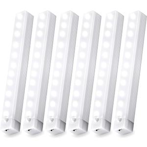 6 Pack Under Cabinet Light,Motion Sensor LED Lights with Magnetic 8 inchRechargeable Indoor Wireless Closet Lights for,Stairs Cabinet,Kitchen, Large