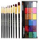 Face Painting Kit Non-toxic Body Paint Washable 18 Colors Facepaint Makeup Kit for Adults with 10 Face Paint Brushes for Halloween Party Cosplay Makeup (Color 001)