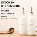 HOMCDALY Olive Oil Dispenser for Kitchen, 16oz Glass Oil Bottles with Bamboo Tray, Gold Oil&Vinegar Cruet Set, Kitchen Dispenser Bottles with Pourer | Set of 2 (16oz Gold)