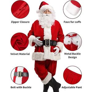 Potalay Men's Deluxe Santa Suit 11pc. Christmas Adult Santa Claus Costume
Medium