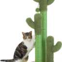 PAWZ Road Cat Scratching Post Cactus Cat Scratcher Featuring with 3 Scratching Poles and Interactive Dangling Ball - 35 Inches