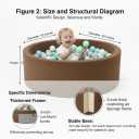 Foam Ball Pit - 36.5" x 13.2" Ball Pit for Toddlers,Round Soft Playpen with 100% Cotton Cover & High-Resilience Memory Foam,Machine Washable,Indoor Outdoor (Brown,Not Includes Balls)
