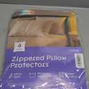 Ultra Soft Pillow Protectors with Zipper Queen Size - Set of 4 Breathable Pillow Covers - 100% Protection Against Stains, Dust & Dirt - Machine Washable (White)