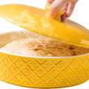 Ceramic Tortilla Holder with Lid, 8.8 inch Tortilla Warmer Server, Microwavable Storage Container, Taco Holder for Mexican Fiesta Party Taco Tuesday, Tortillas Warmer Basket Oven Safe, Yellow