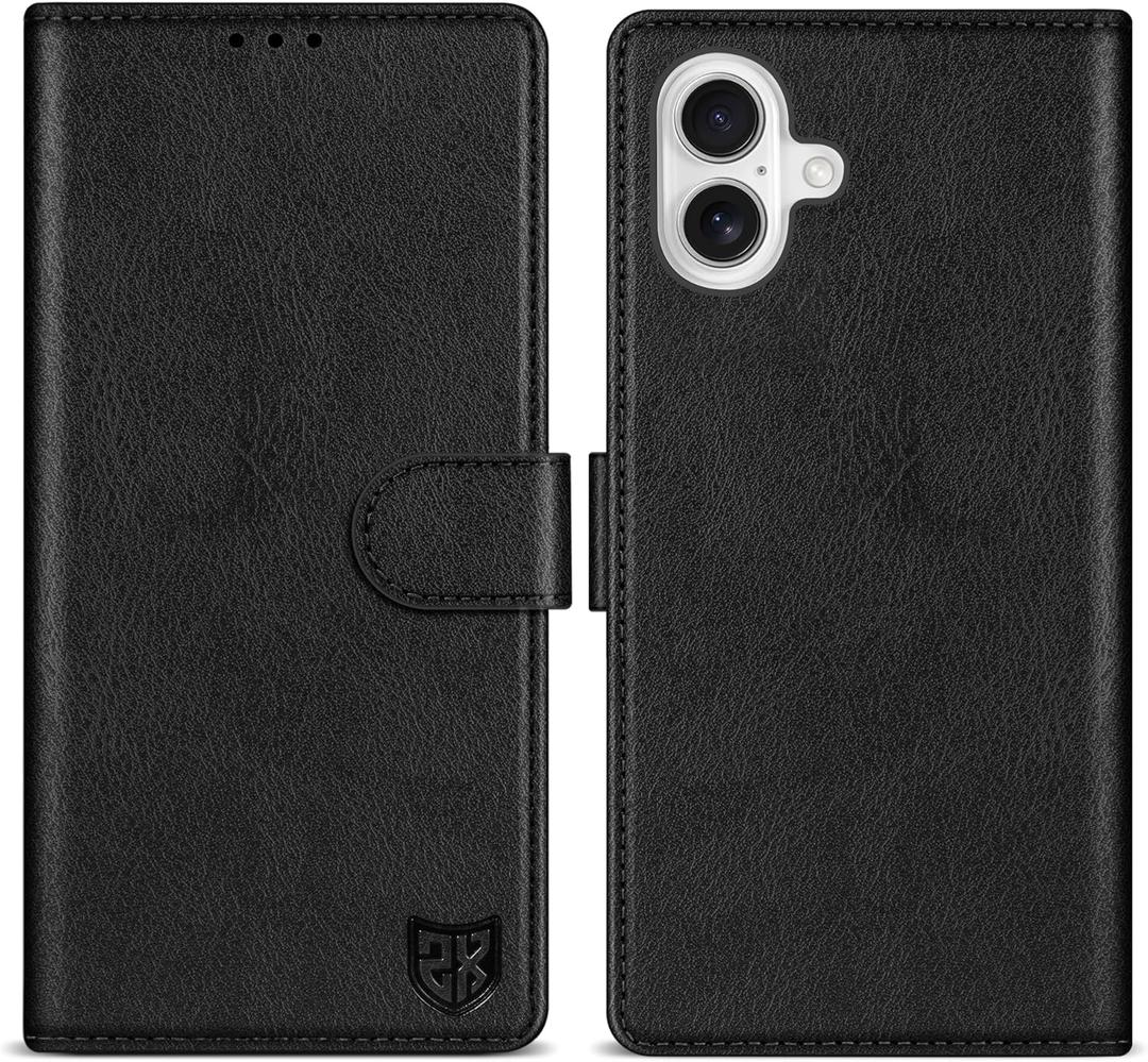 ZZXX for iPhone 16 Plus Wallet Case with [RFID Blocking] Card Slot Kickstand Magnetic Closure Leather Flip Fold Protective Phone Case for iPhone 16 Plus Case Wallet(Black-6.7 inch)