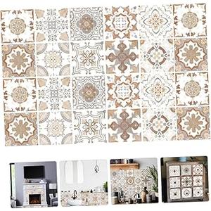 24pcs Peel and Stick Tile Stickers for Office Decor Removable Flower Stickers Kitchen Supplies Self Adhesive Wall Paste Decals